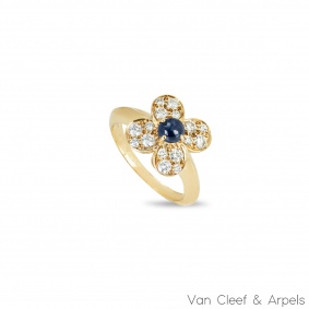 Van Cleef & Arpels Yellow Gold Sapphire & Diamond Trefle Ring Van Cleef & Arpels Yellow Gold Sapphire & Diamond Trefle Ring